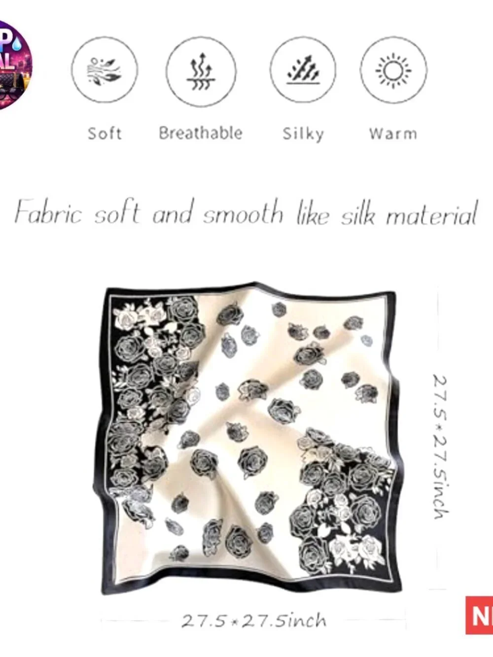 Satin Bandana Head Scarf Silk Material Lightweight Fashion Wrap